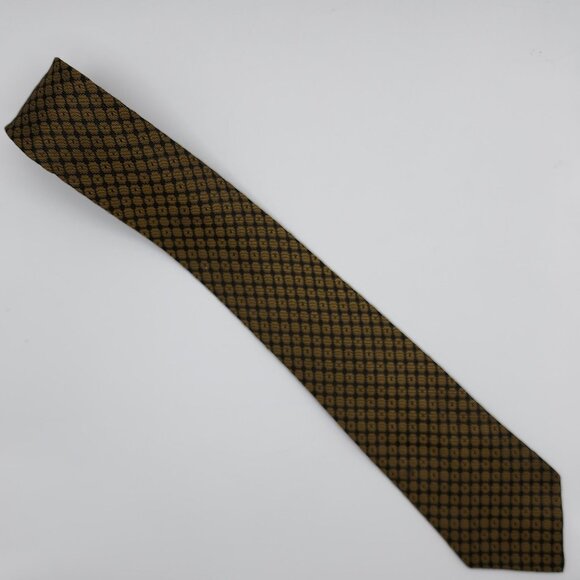 Geometric Tie Narrow Necktie Gold Black Silk 2.75" Wide 54" Long VTG - Picture 3 of 4